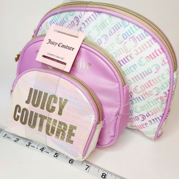 Juicy Couture Logo 3 Cosmetic Bags Iridescent Lilac Purple Pink🆕⌚FAST⚡📦🏃🏻🚚 - Picture 7 of 15